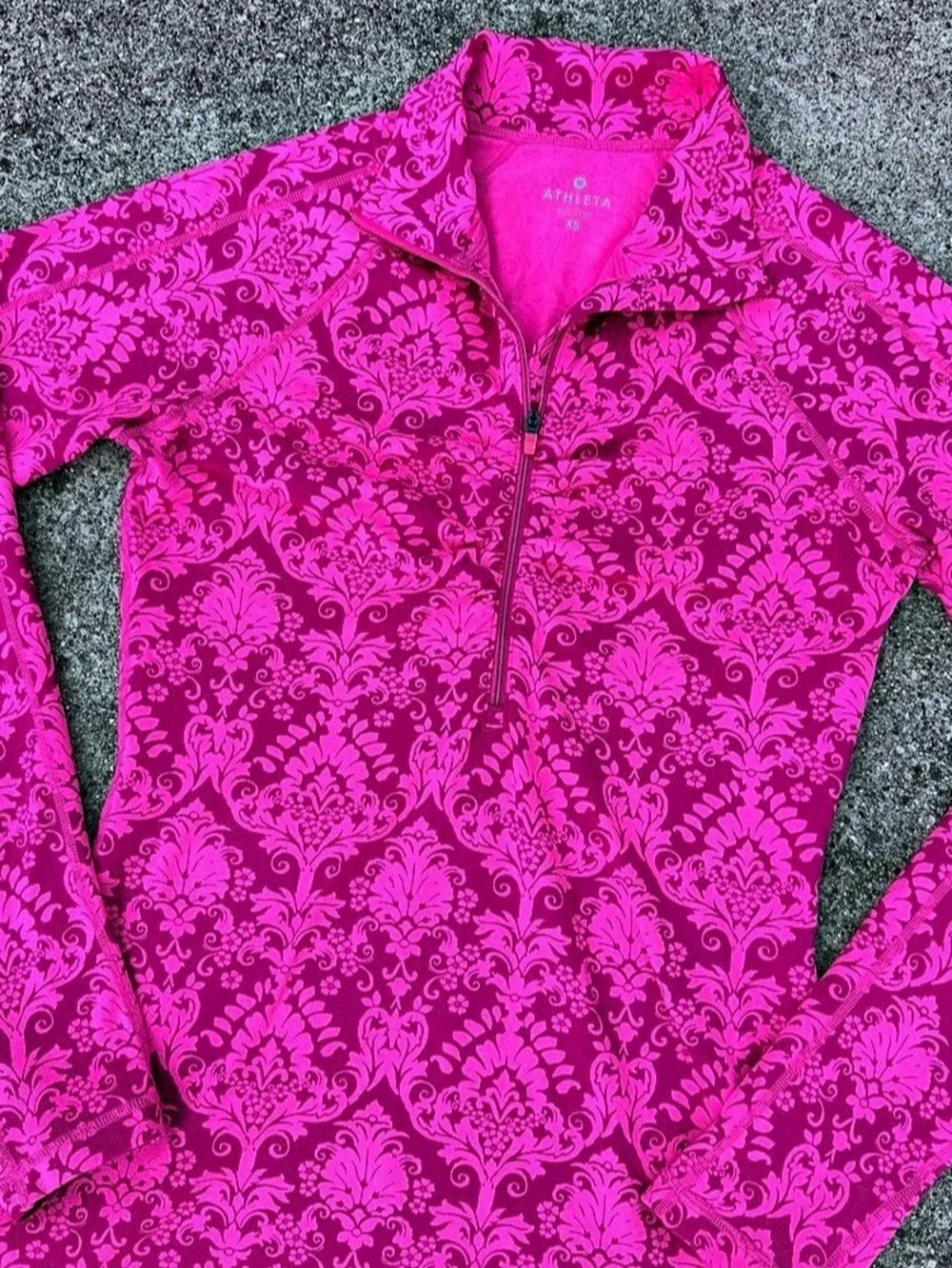 Athleta Pink Floral Quarter-Zip Pullover